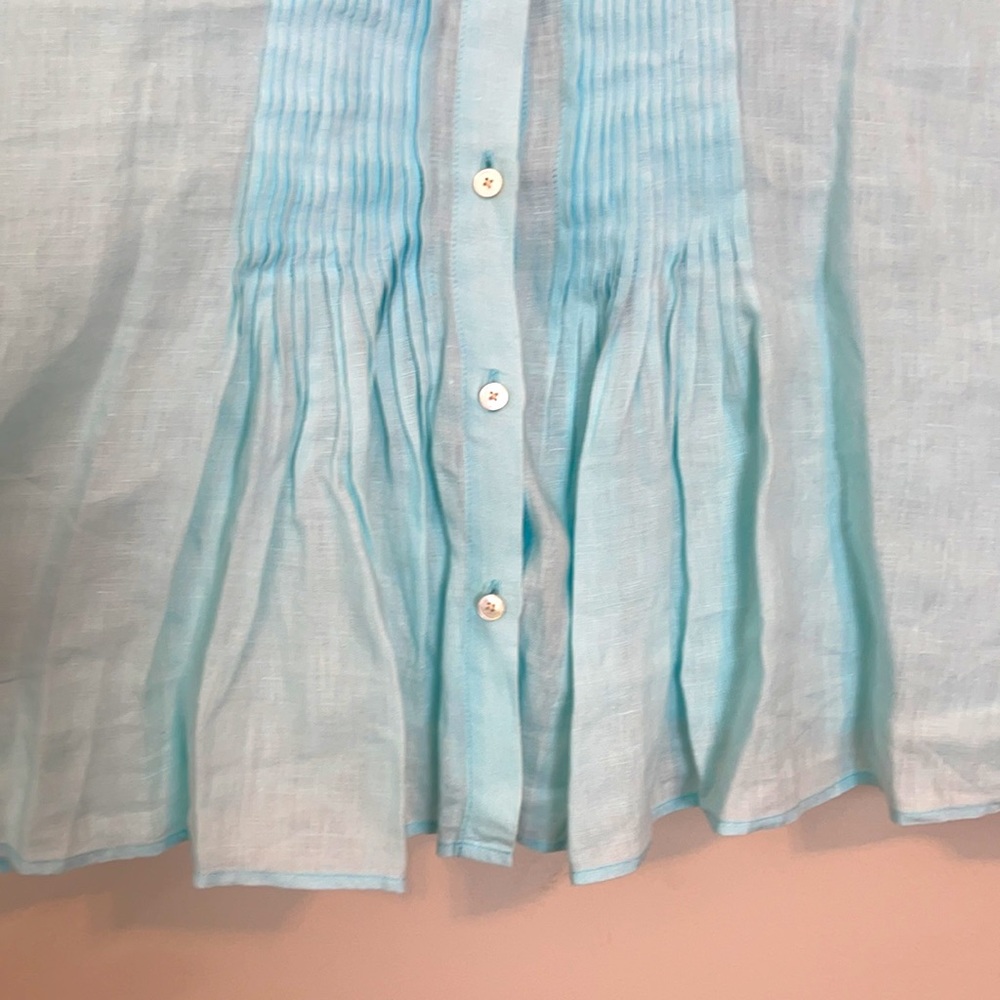 Talbots Light Blue Short Sleeve Blouse - Picture 3 of 7